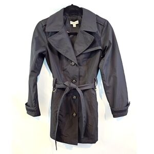 Susan Graver Size XXS Black Belted Rain Resistant Jacket